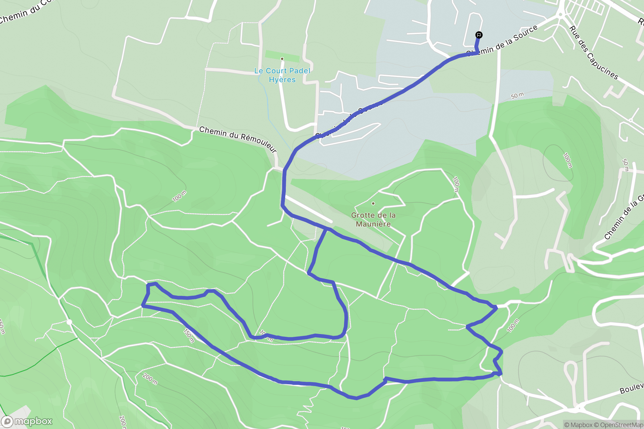 Hyères : carte du parcours de randonnée - France