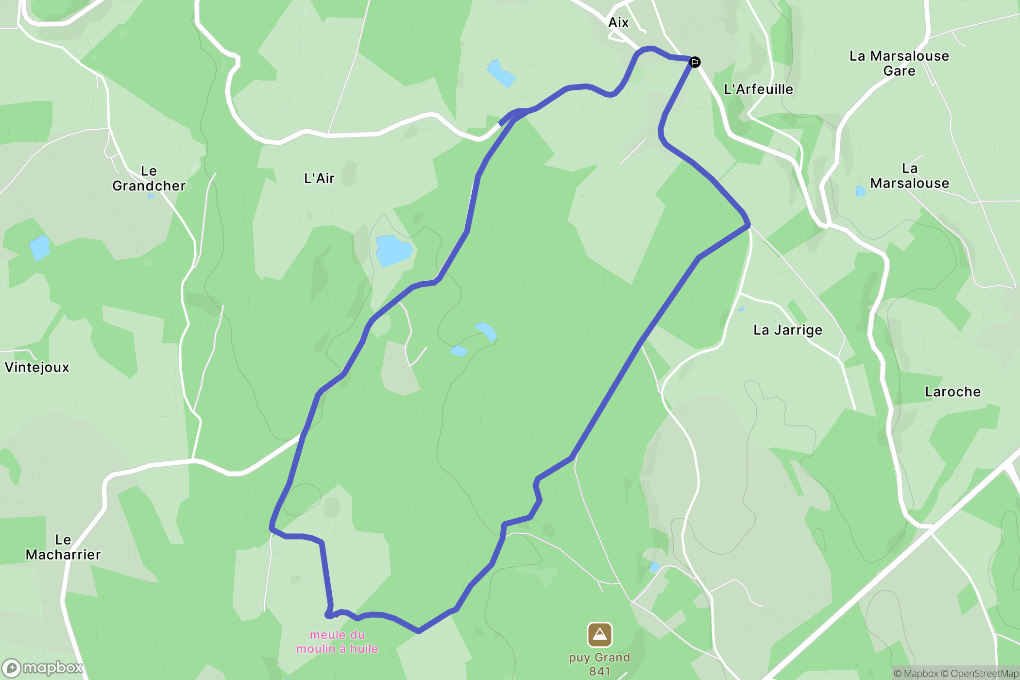Aix : carte du parcours de randonnée - France