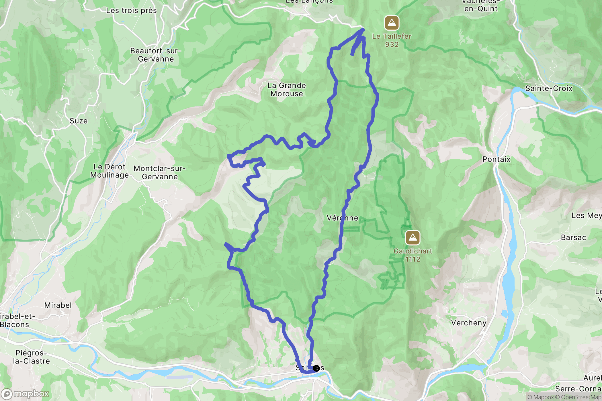 Saillans : carte du parcours de randonnée - France