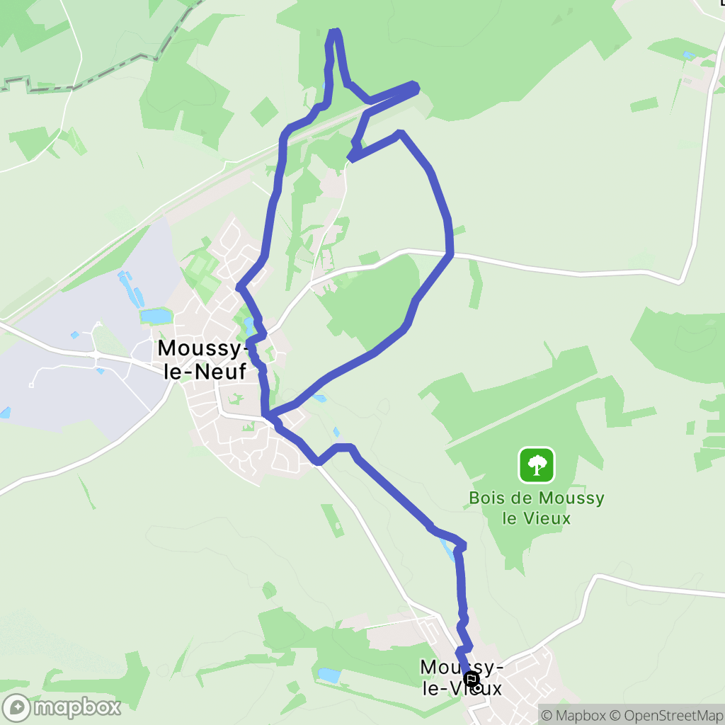 Moussy-le-Vieux : carte du parcours de randonnée - France