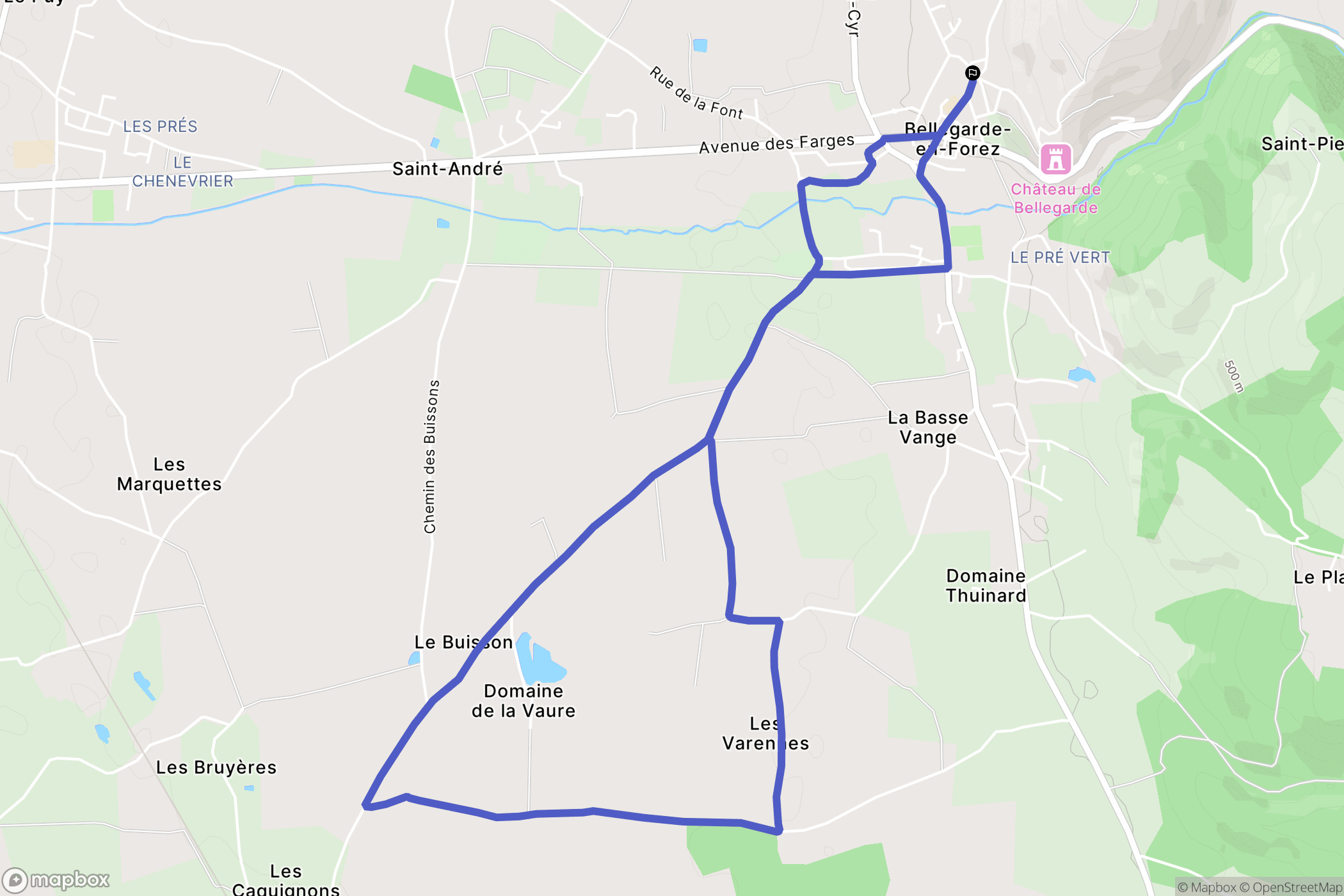 Bellegarde-en-Forez : carte du parcours de randonnée - France