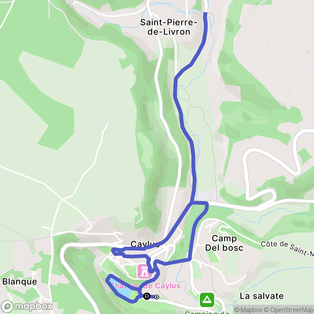 Caylus : carte du parcours de randonnée - France