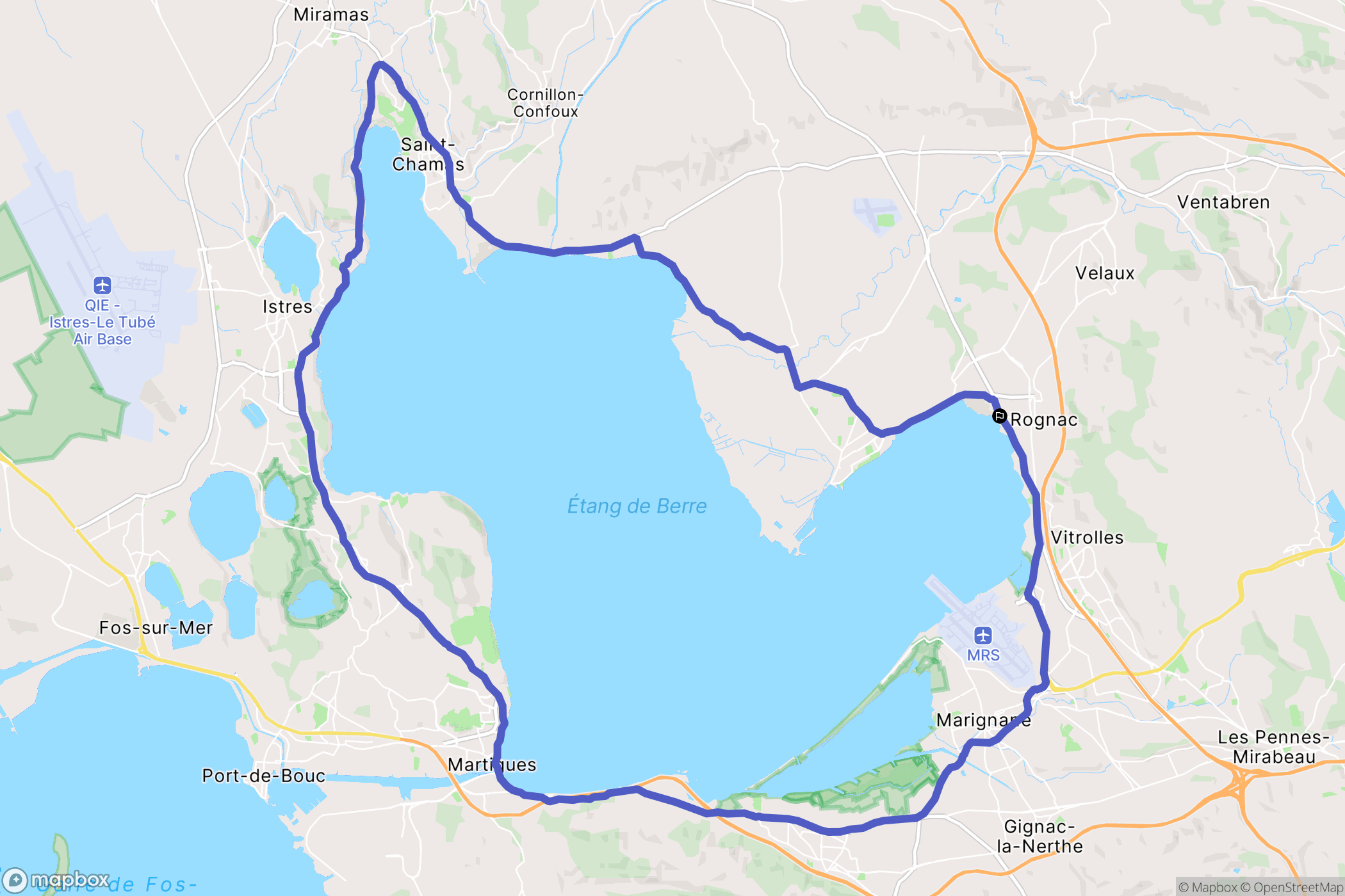 Rognac : carte du parcours de randonnée - France
