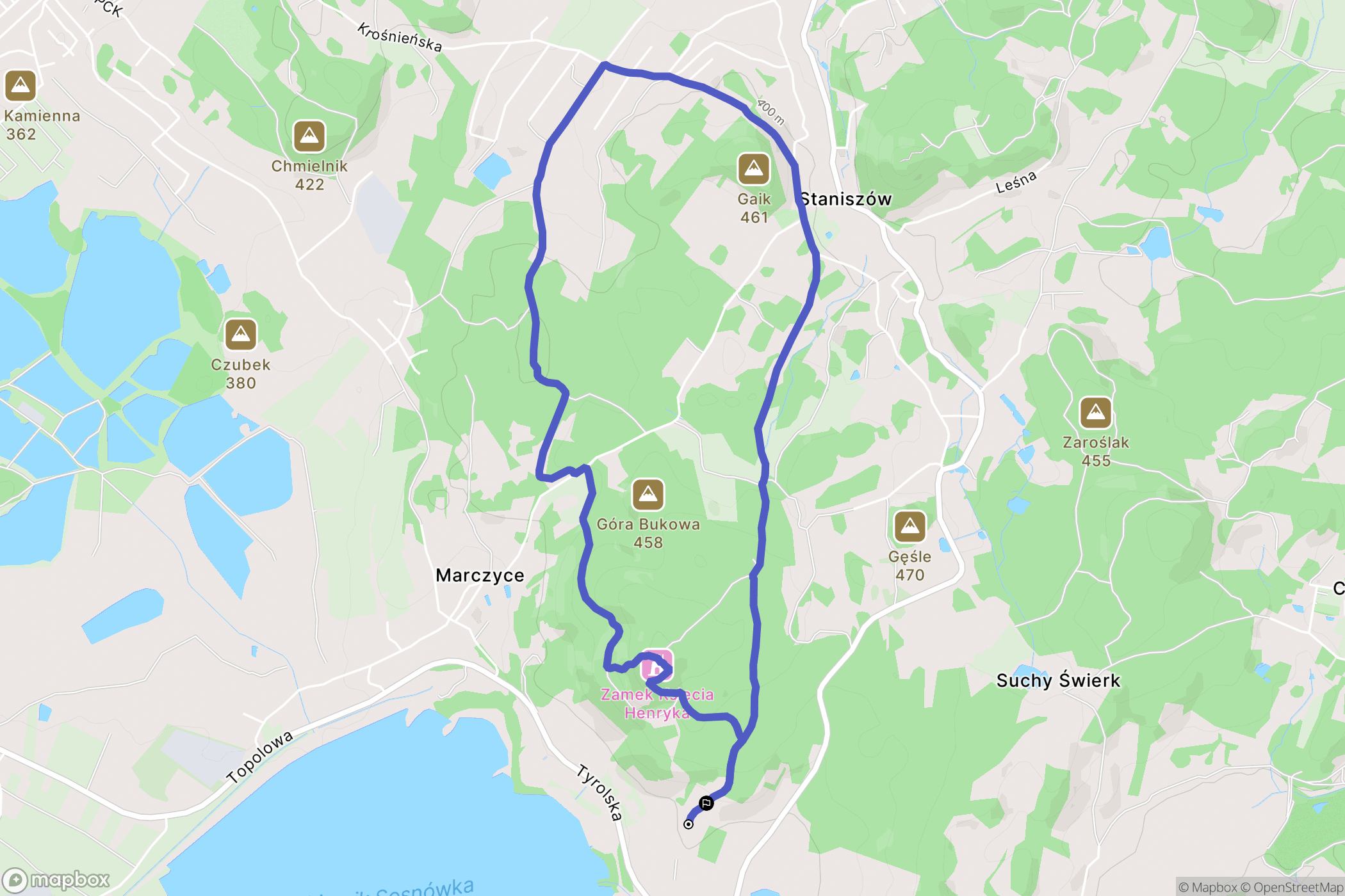 Sosnówka: mapa trasy - Poland