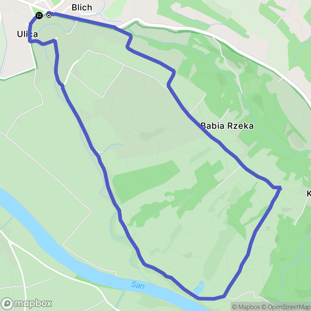Krzywcza: mapa trasy - Poland