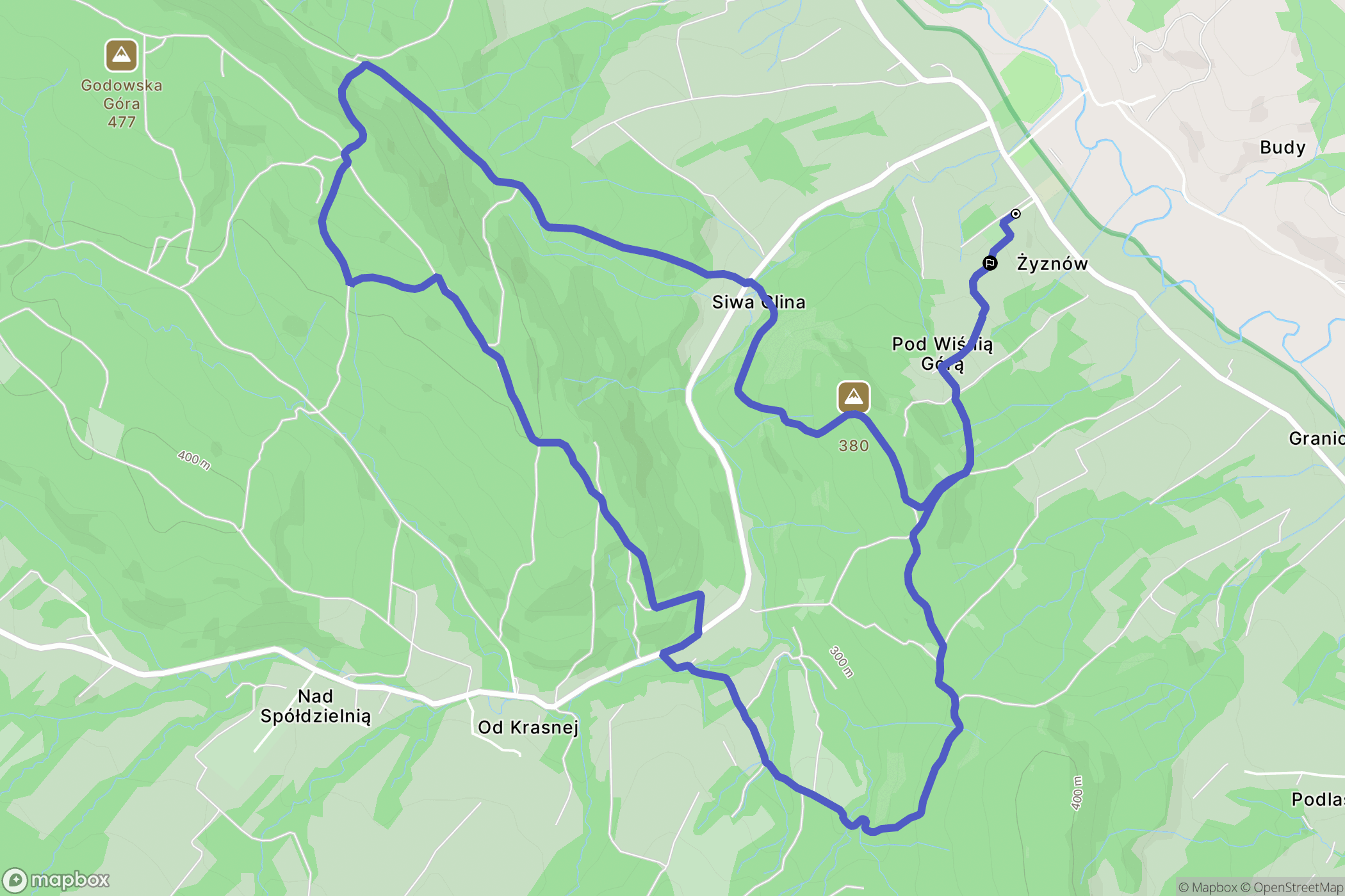 Żyznów: mapa trasy - Poland