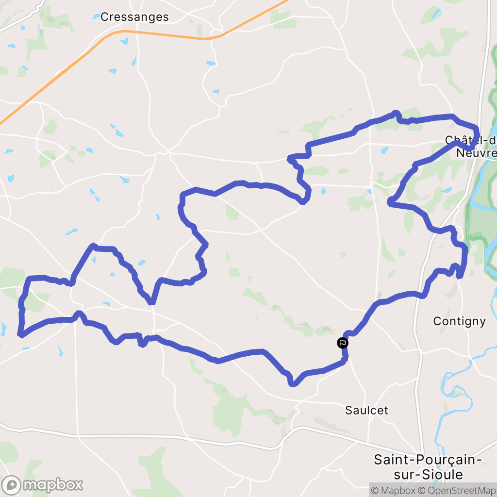 Verneuil en Bourbonnais : carte du parcours de randonnée - France