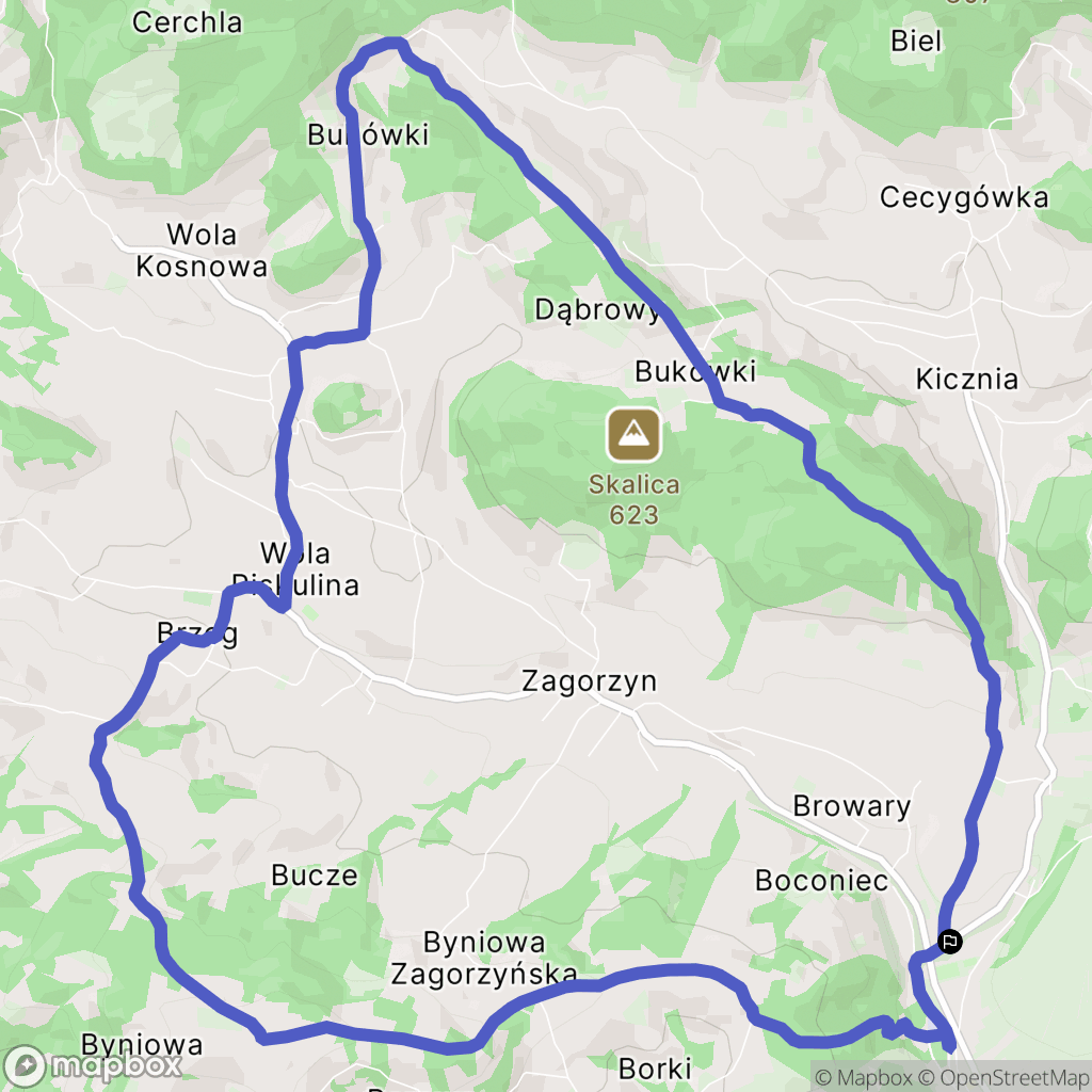 Łącko: mapa trasy - Poland