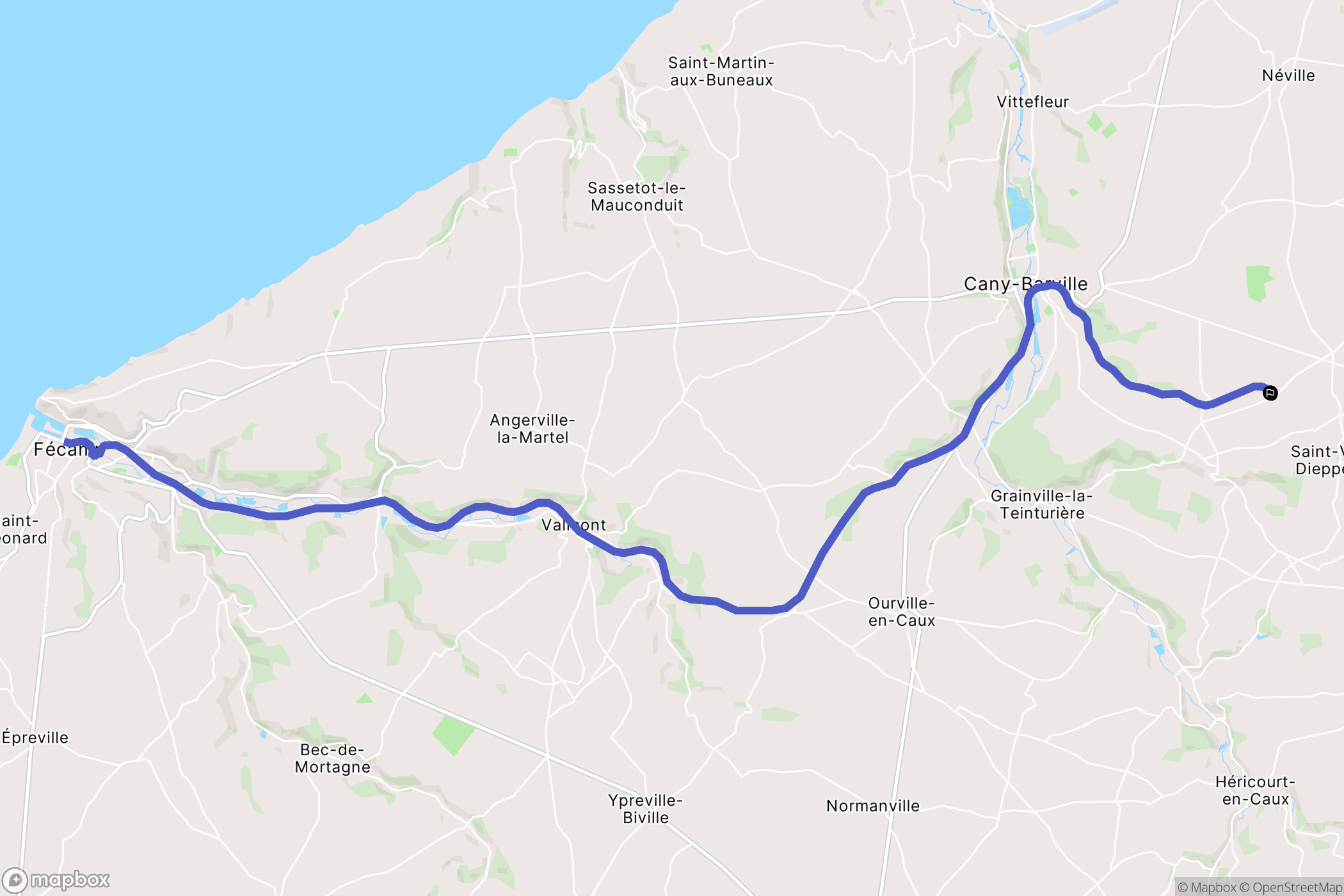 Saint-Vaast-Dieppedalle : carte du parcours de randonnée - France