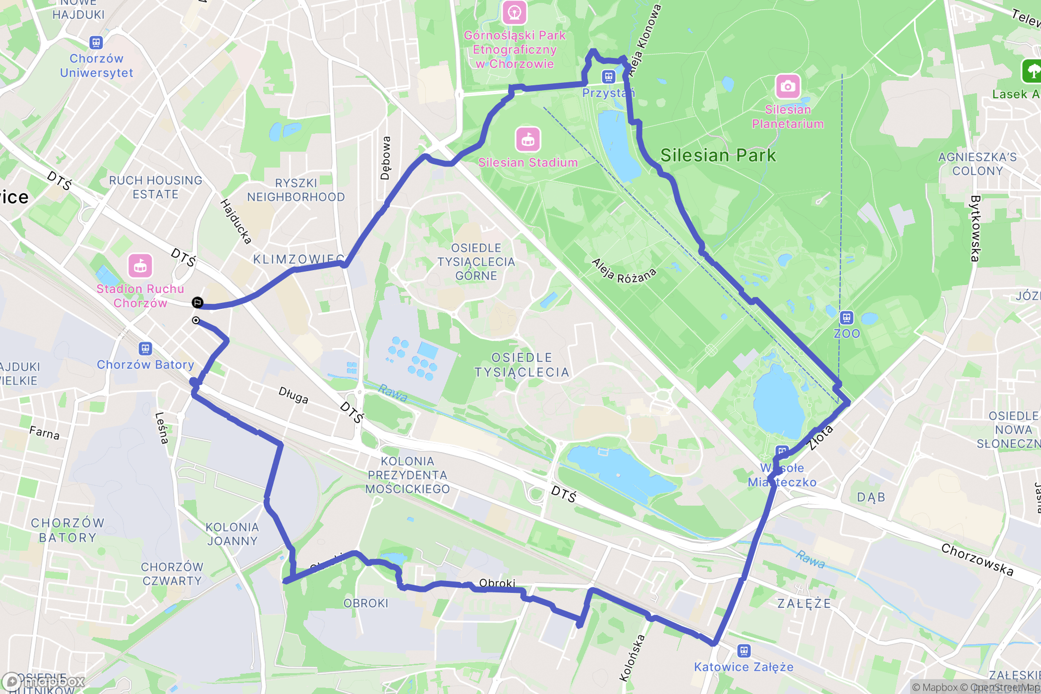 Chorzów: mapa trasy - Poland