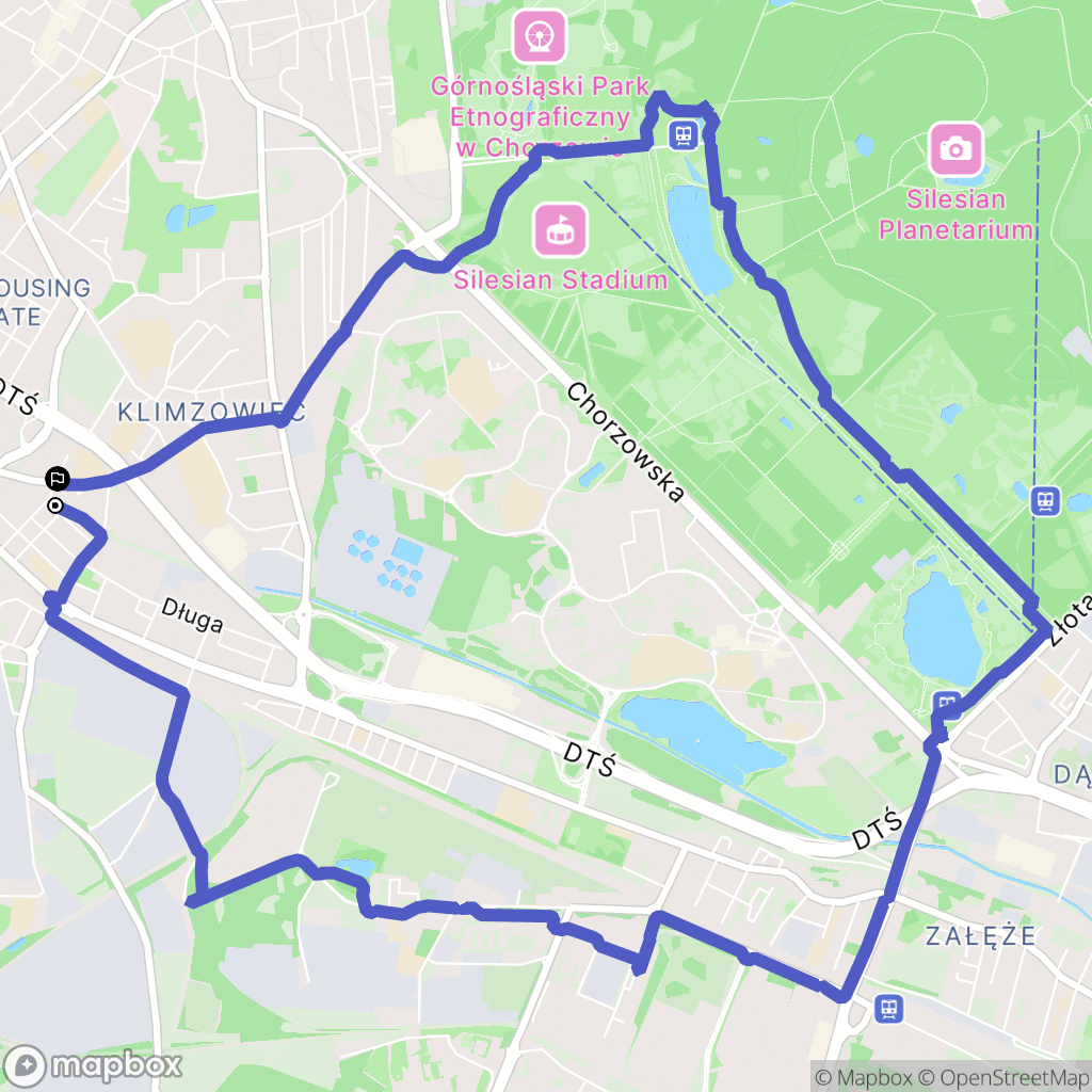 Chorzów: mapa trasy - Poland