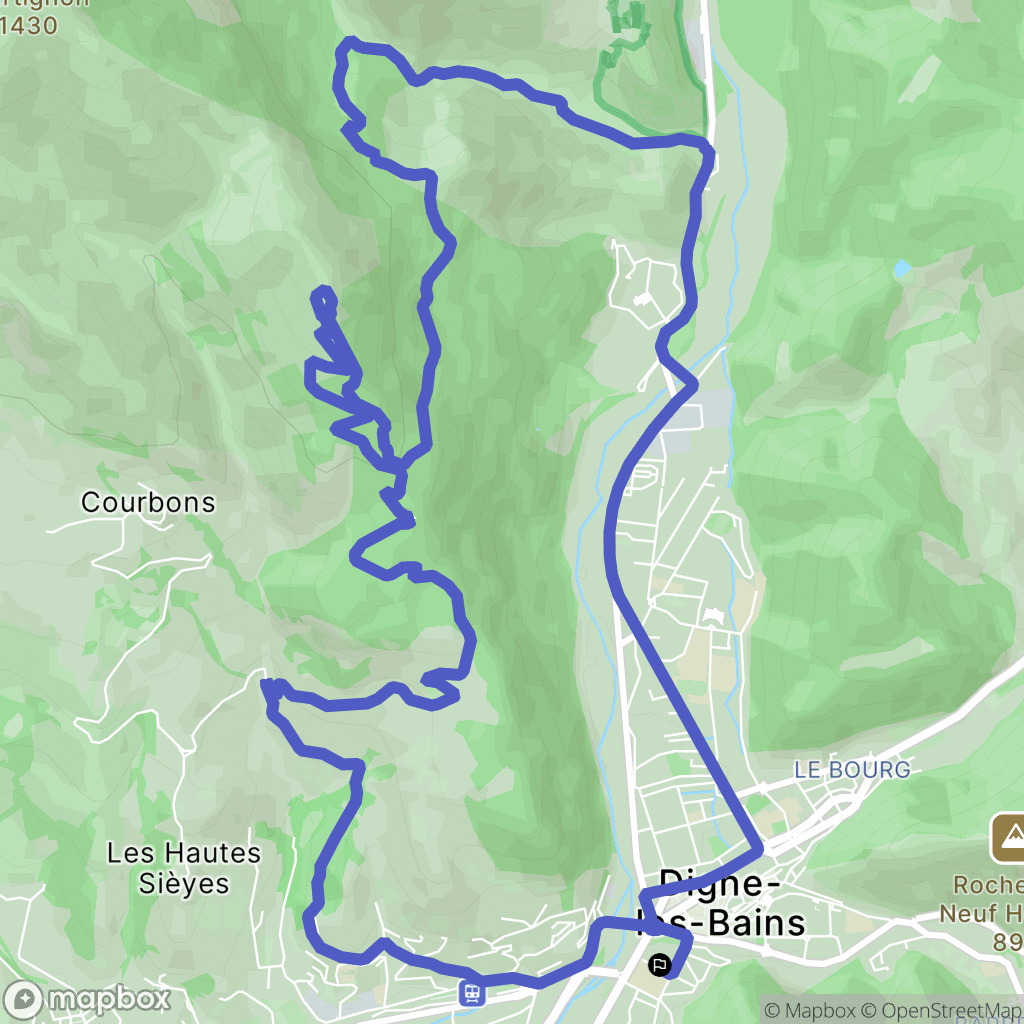 Digne-les-Bains : carte du parcours de randonnée - France