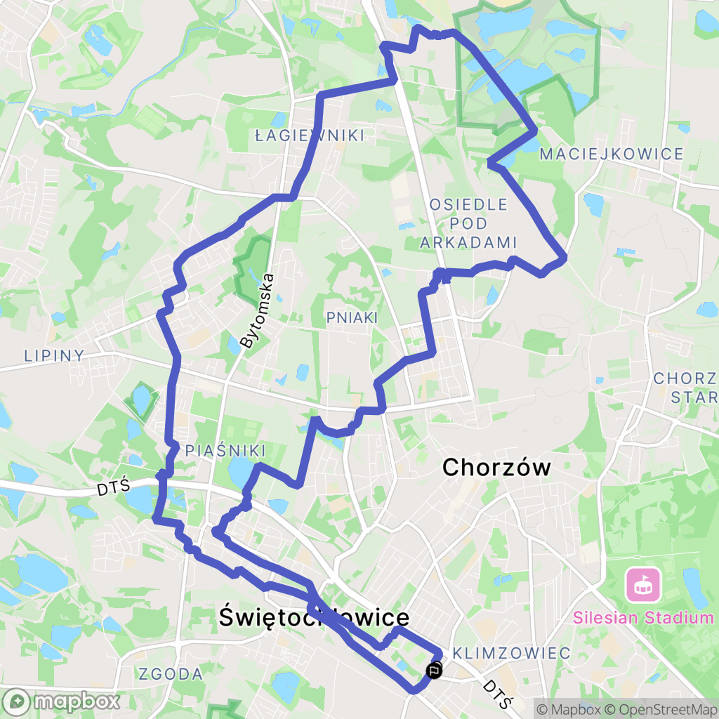 Chorzów: mapa trasy - Poland