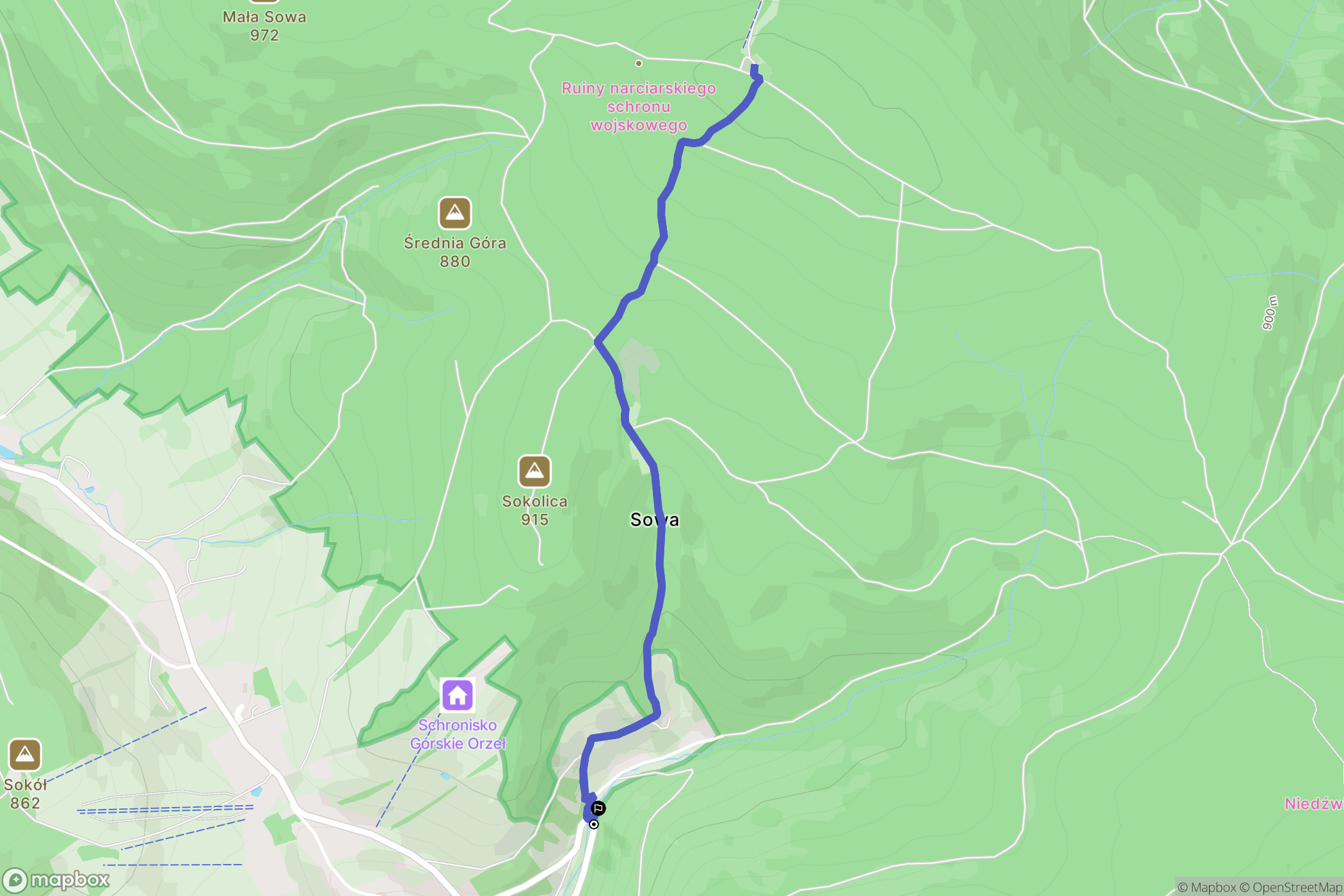 Rzeczka: mapa trasy - Poland