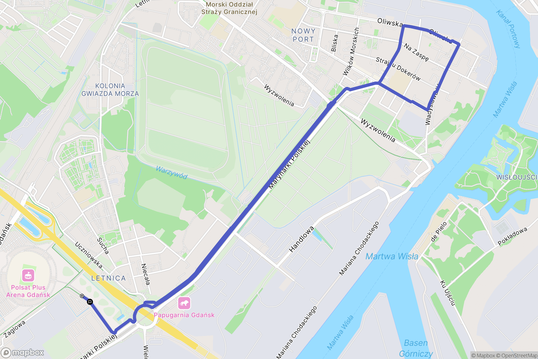 Gdańsk: mapa trasy - Poland