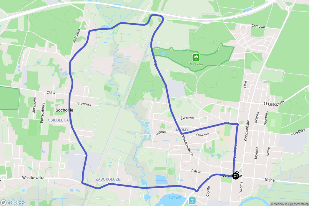 Wasilków: mapa trasy - Poland