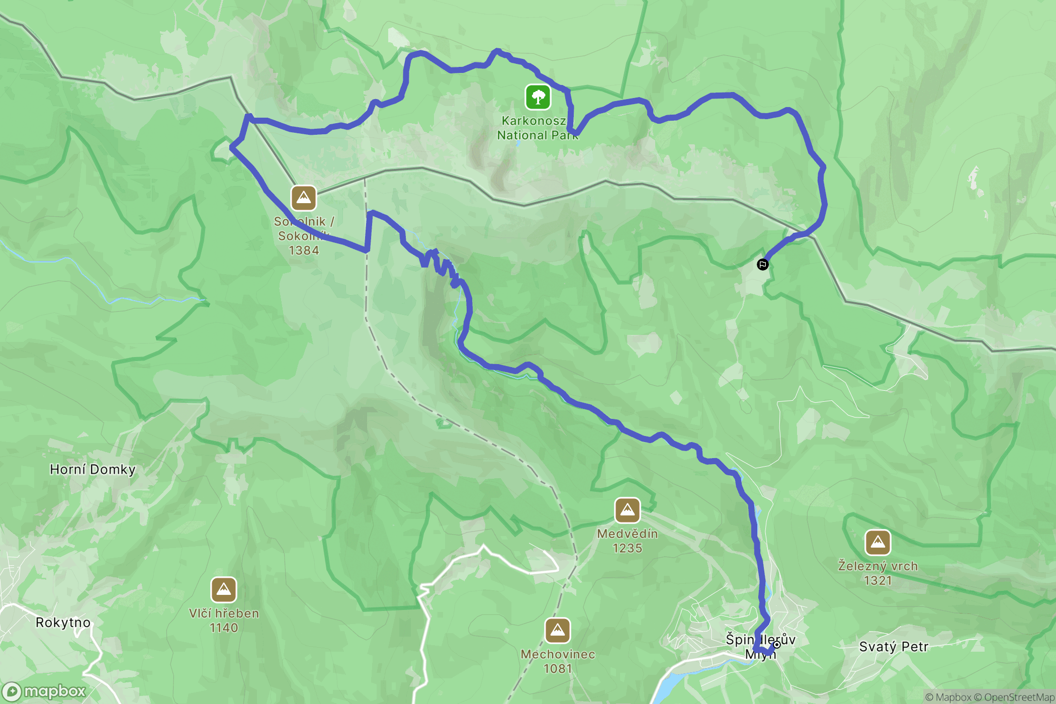 Špindlerův Mlýn: mapa trasy - Czechia