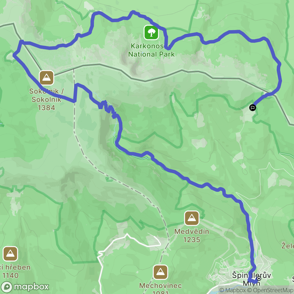 Špindlerův Mlýn: mapa trasy - Czechia