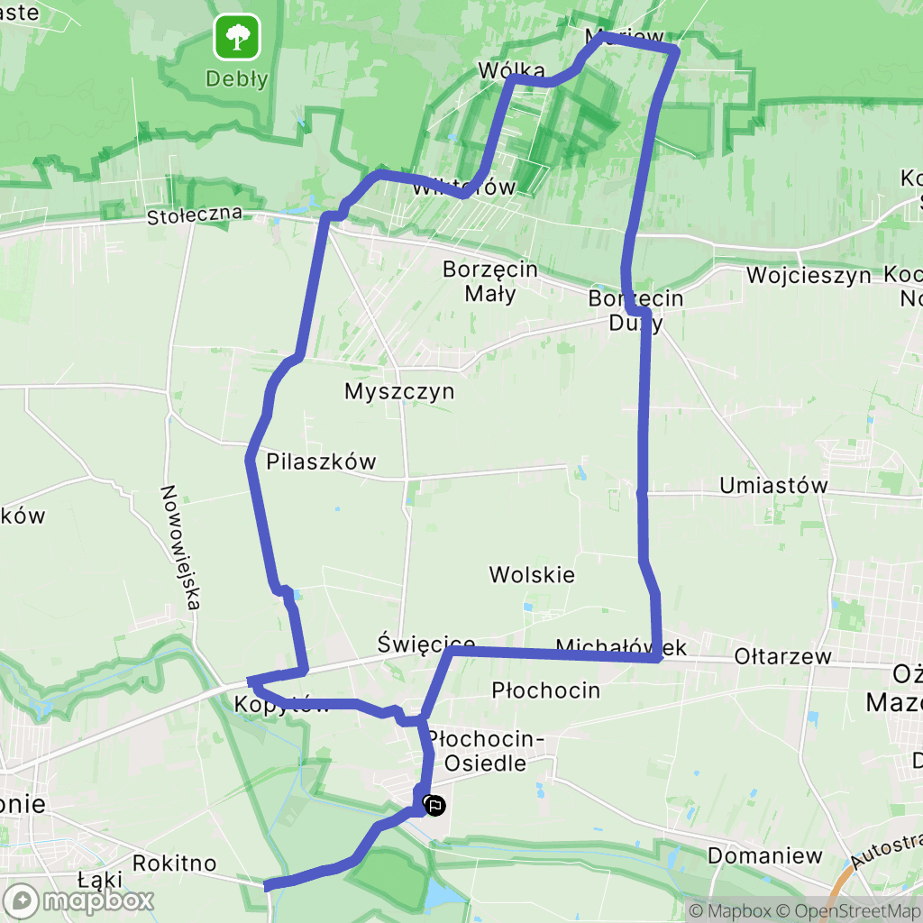 Józefów: mapa trasy - Poland