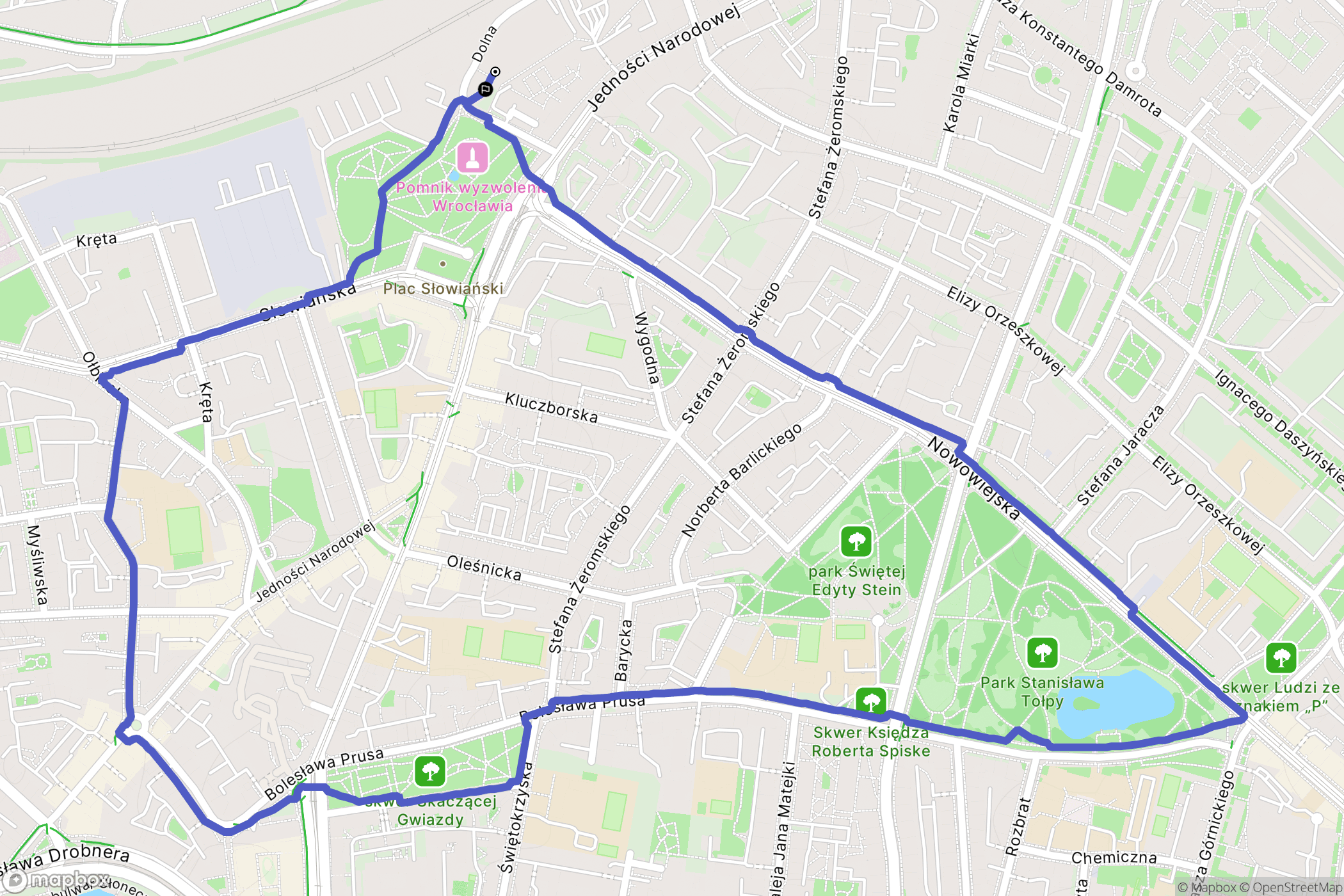 Wrocław: mapa trasy - Poland