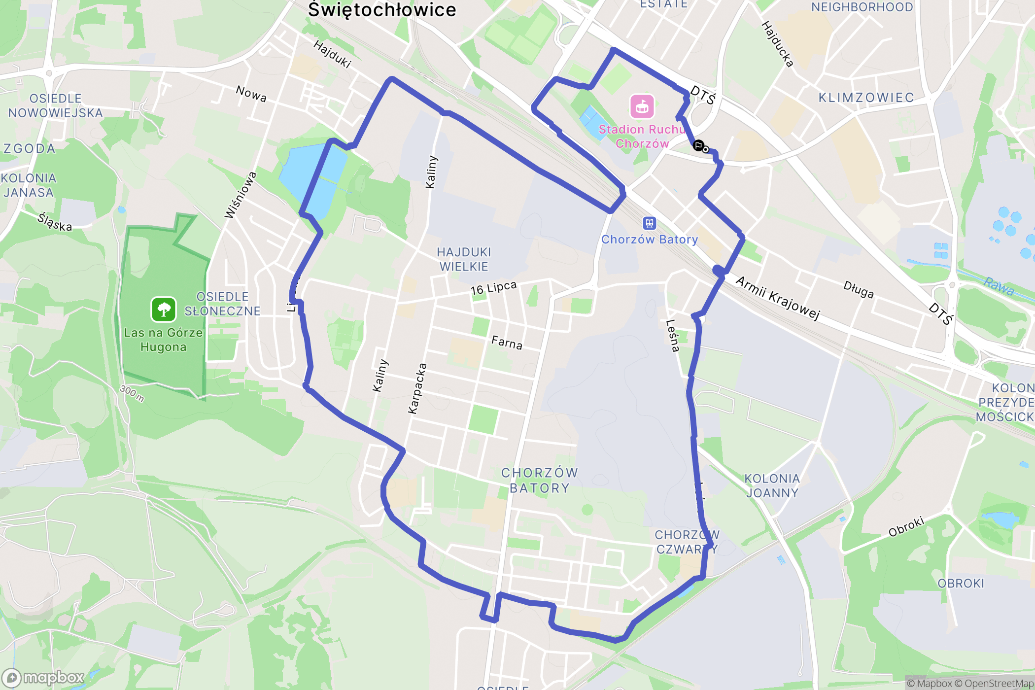 Chorzów: mapa trasy - Poland