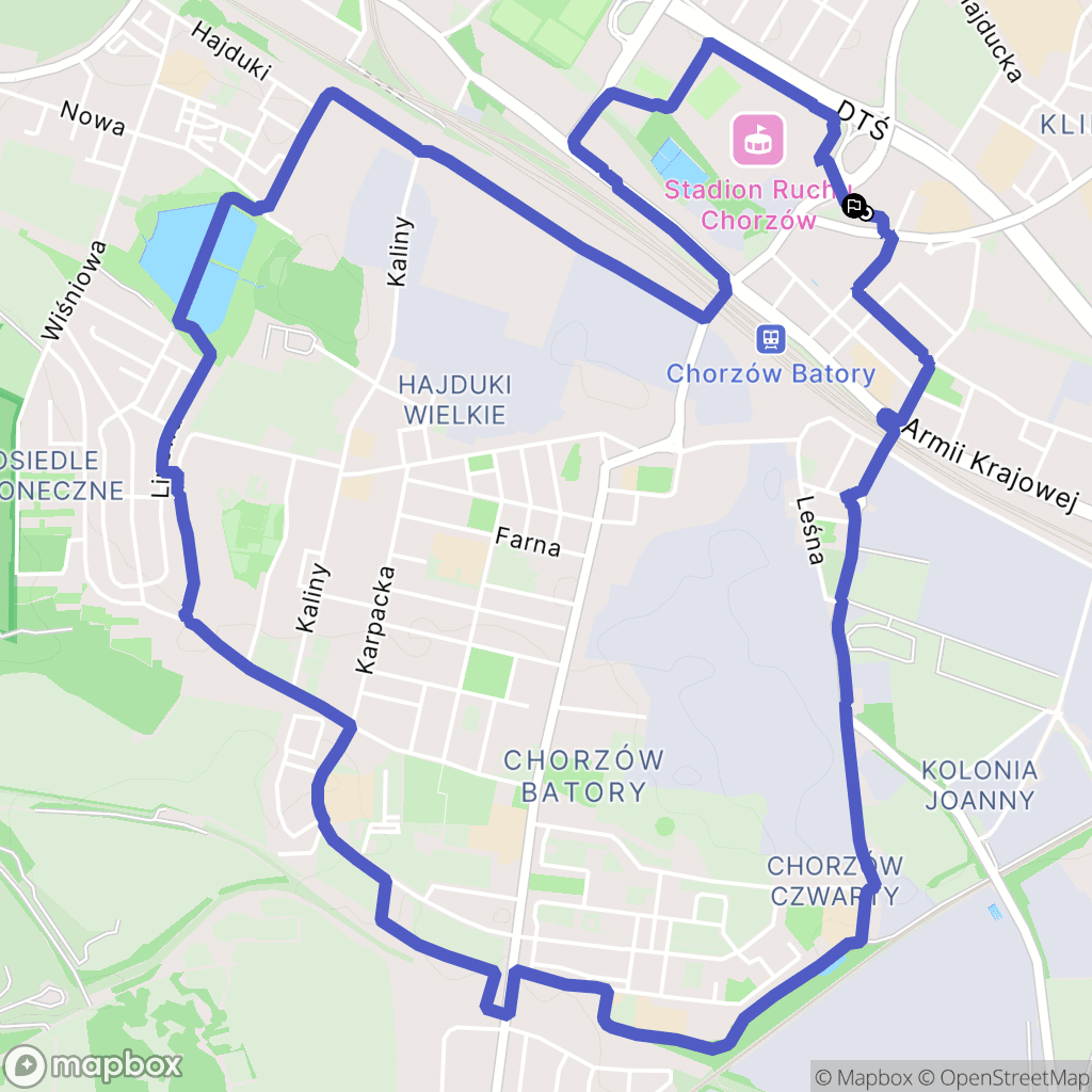 Chorzów: mapa trasy - Poland