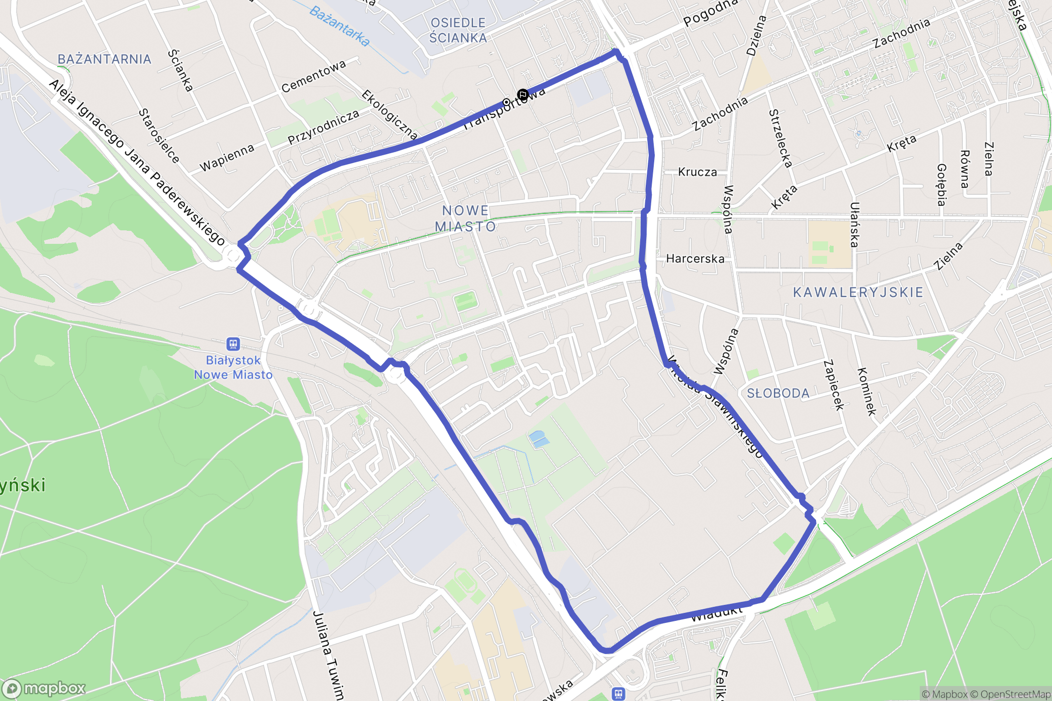 Białystok: mapa trasy - Poland