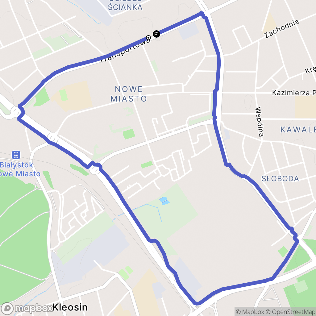 Białystok: mapa trasy - Poland