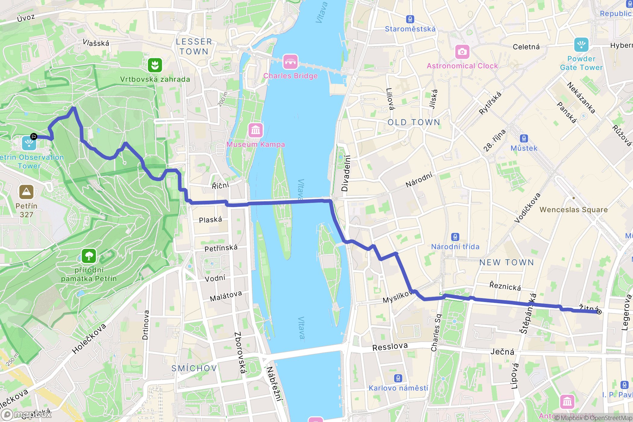 Prague: mapa trasy - Czechia