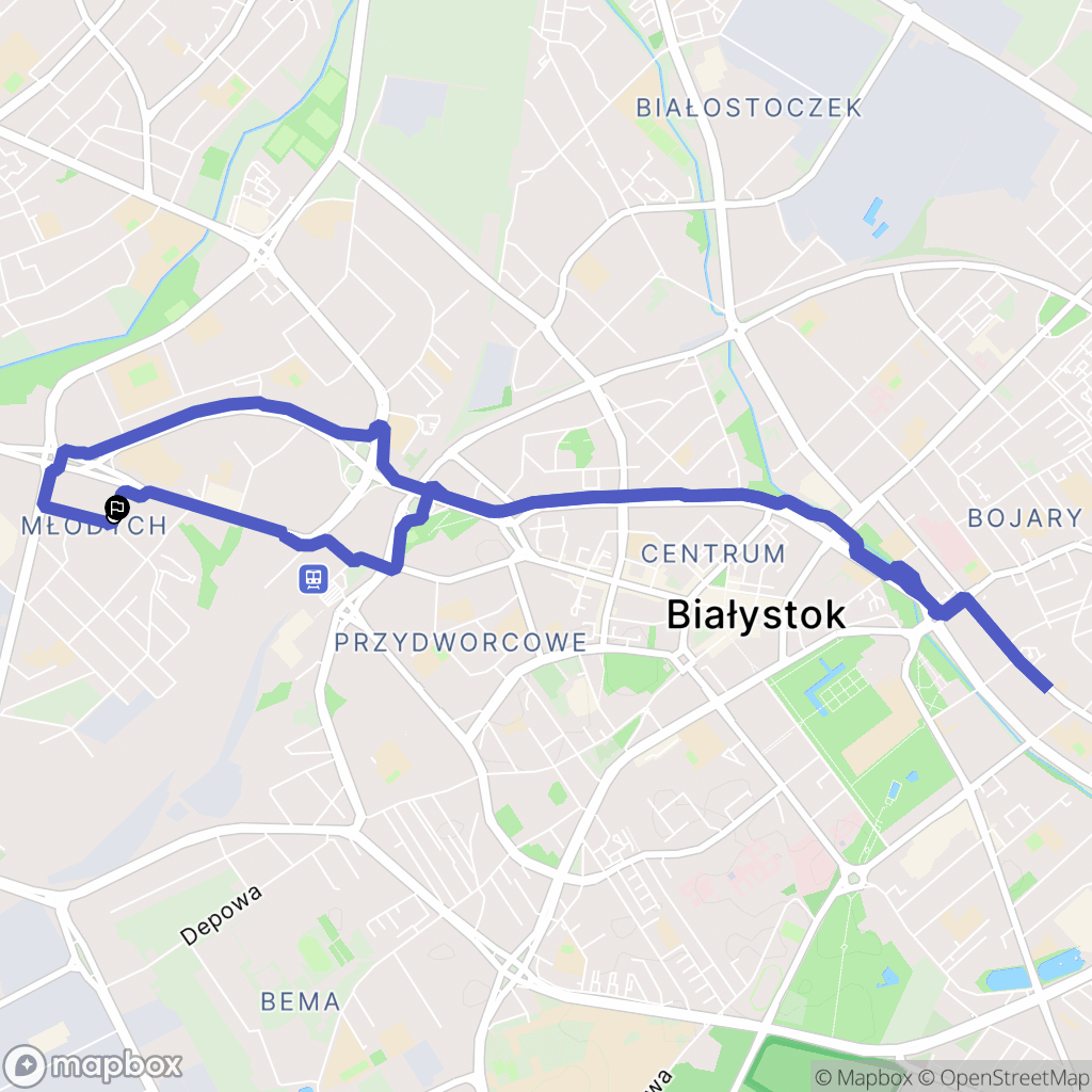 Białystok: mapa trasy - Poland