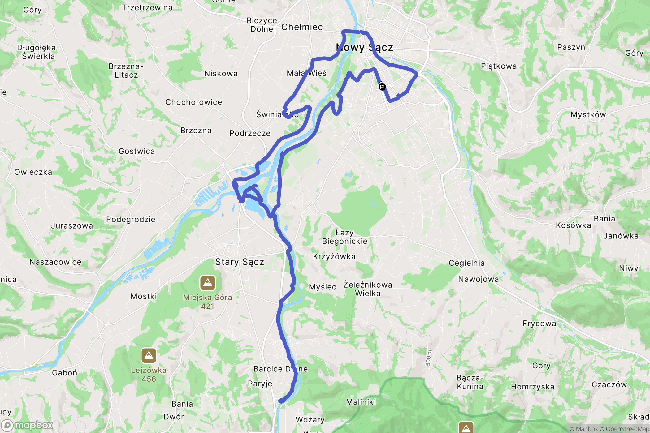 Nowy Sącz: mapa trasy - Poland