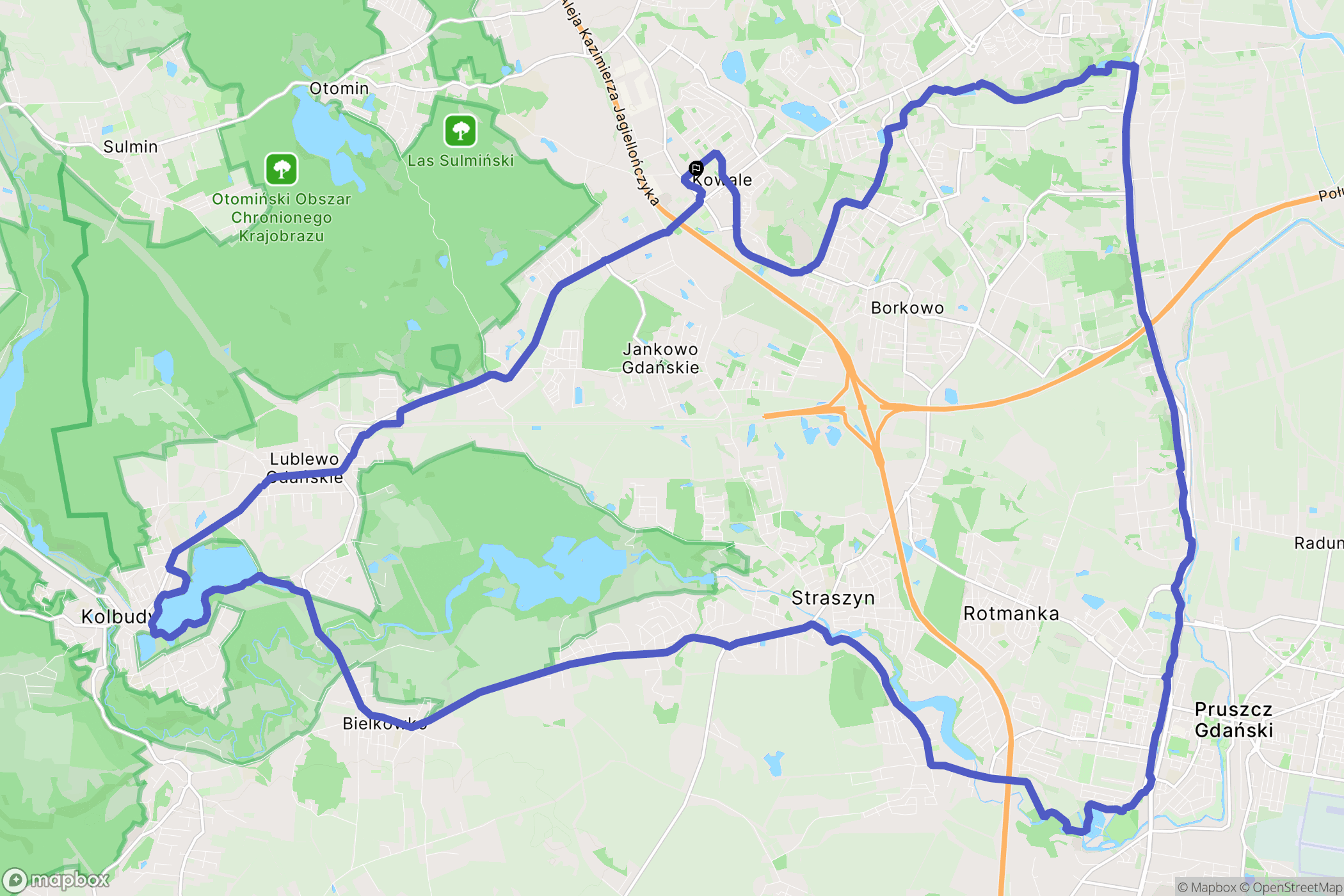 Kowale: mapa trasy - Poland