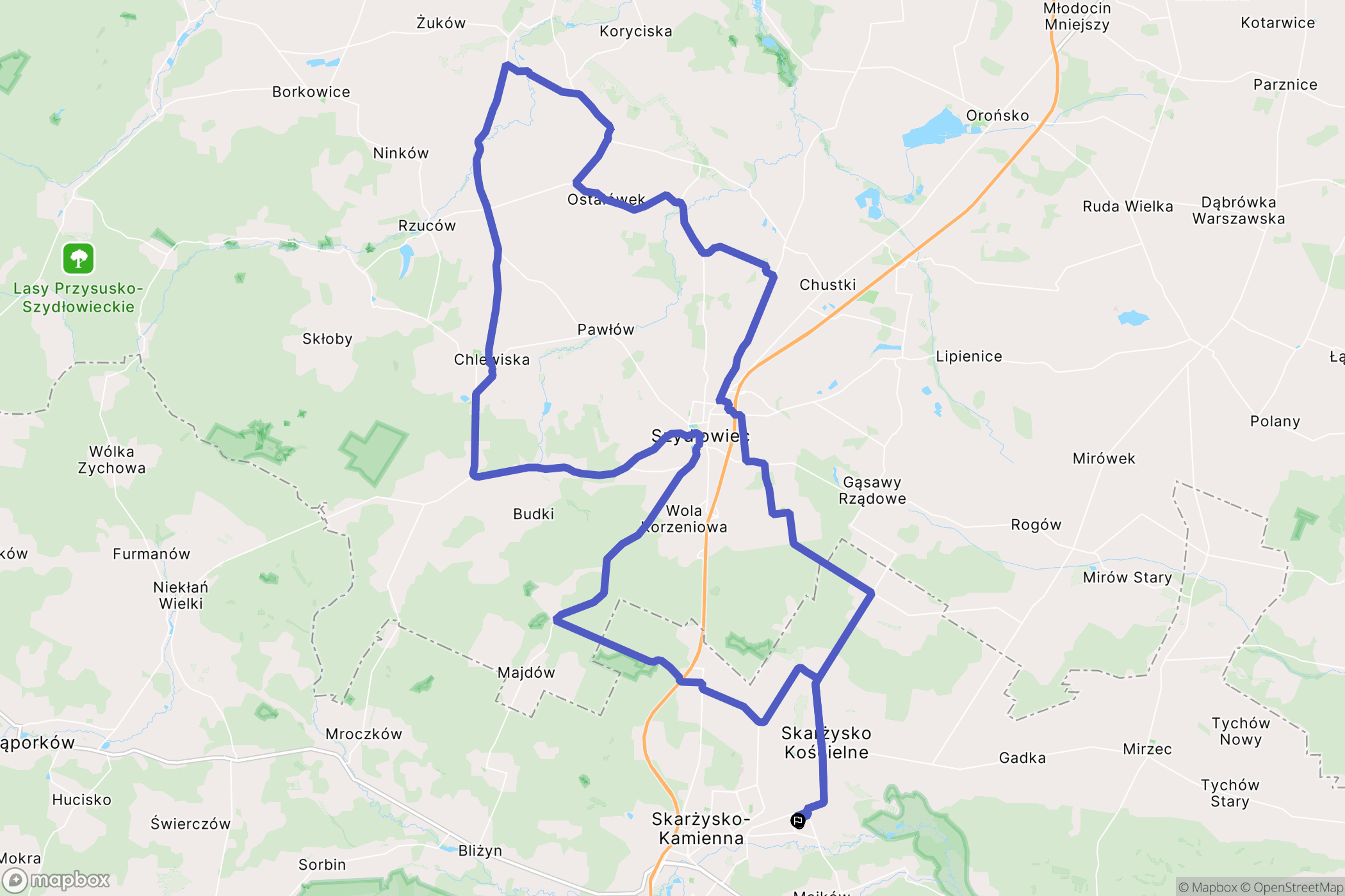 Skarżysko-Kamienna: mapa trasy - Poland