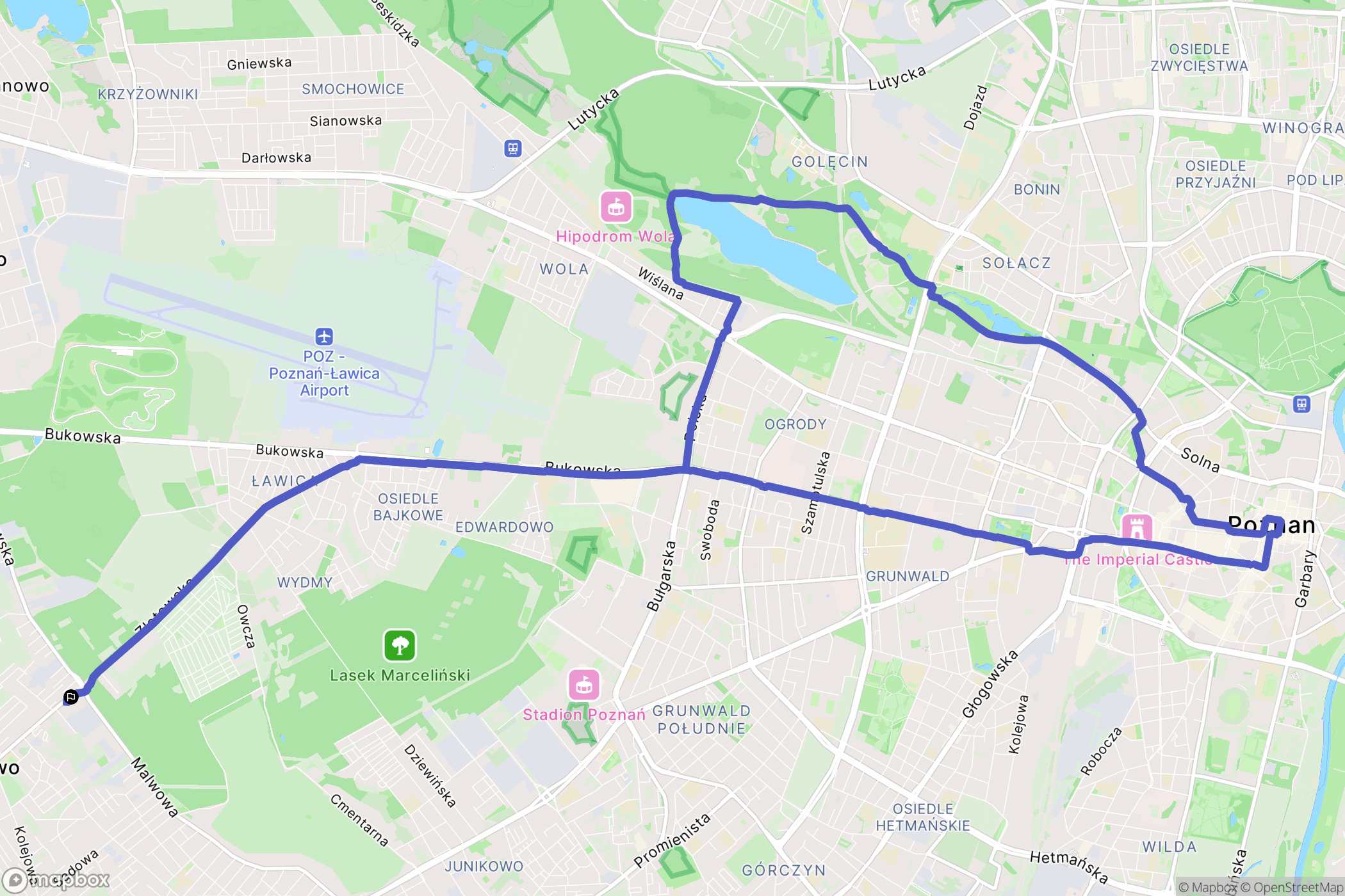 Skórzewo: mapa trasy - Poland