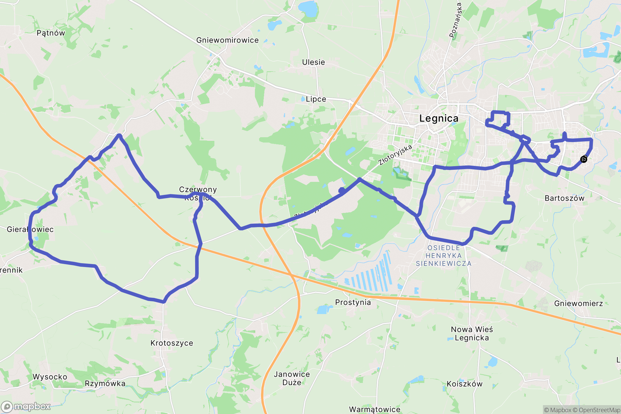 Legnica: mapa trasy - Poland