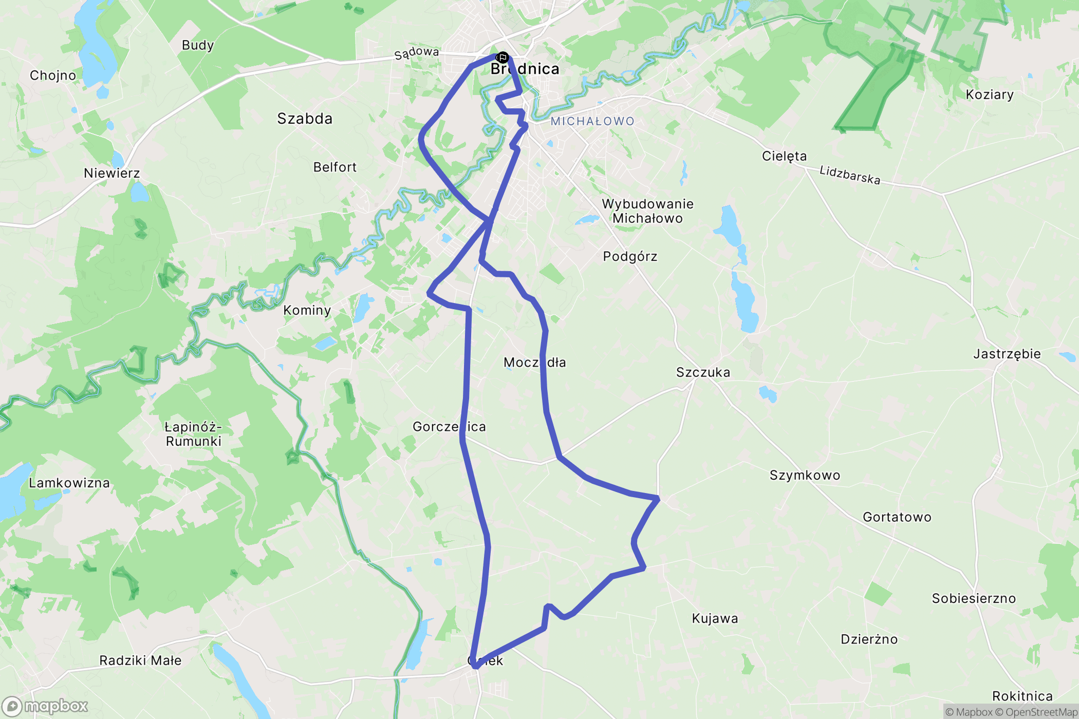 Brodnica: mapa trasy - Poland