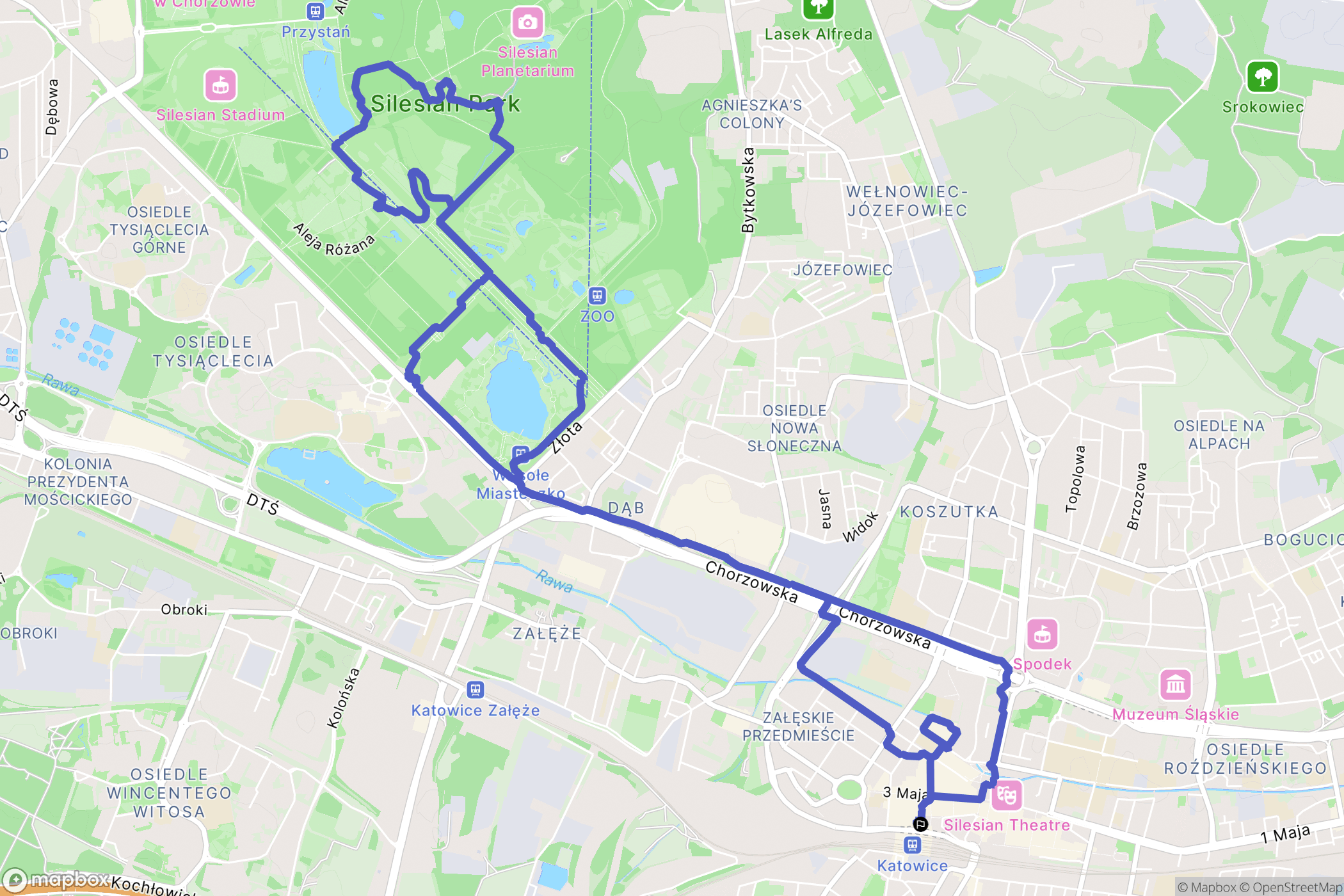 Katowice: mapa trasy - Poland