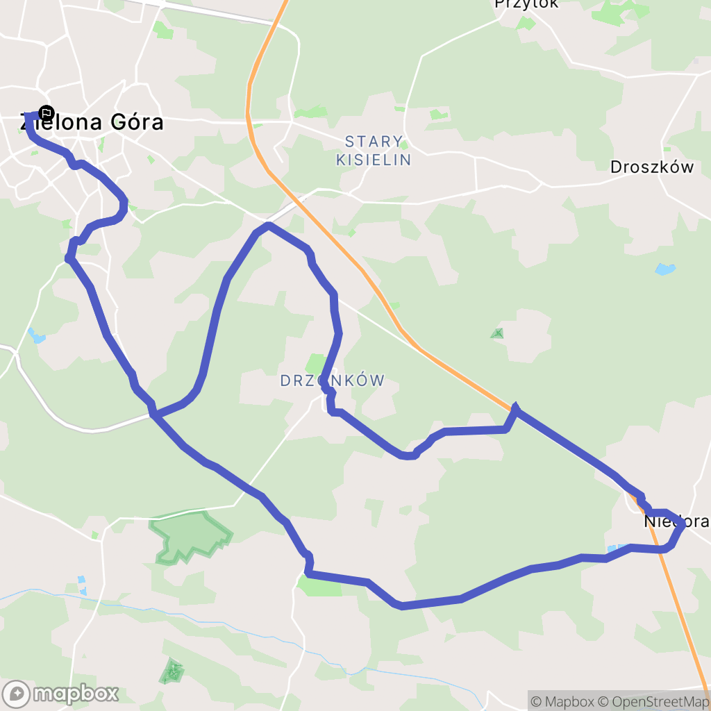Zielona Góra: mapa trasy - Poland