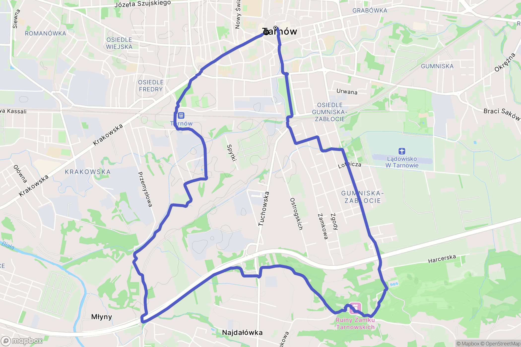 Tarnów: mapa trasy - Poland