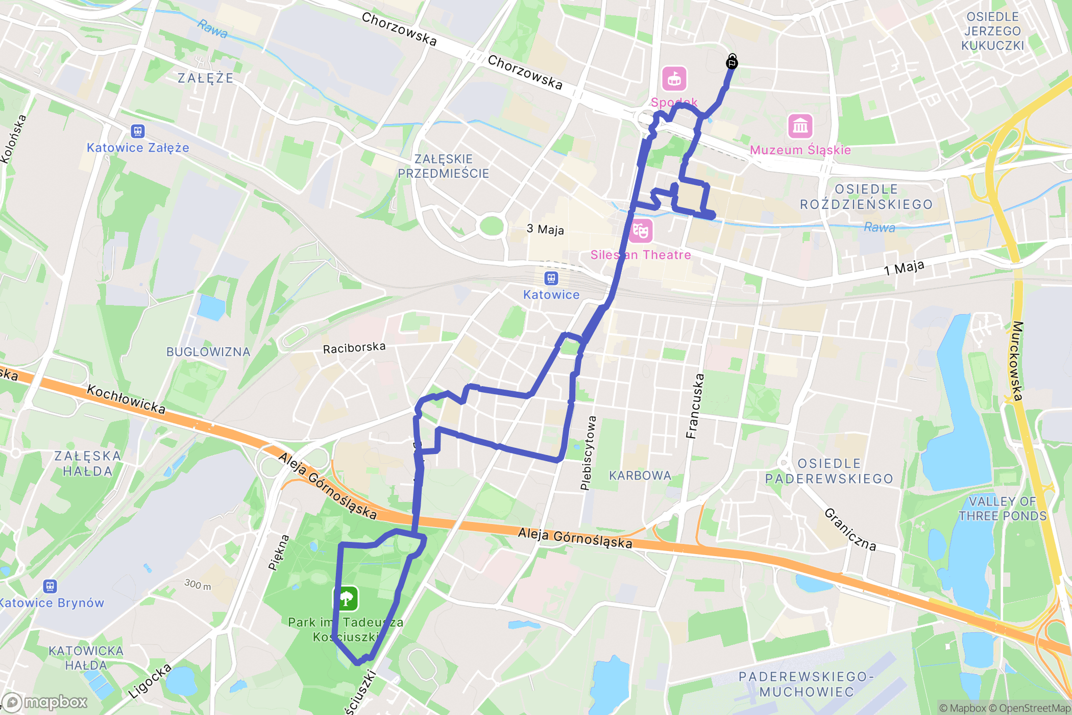 Katowice: mapa trasy - Poland