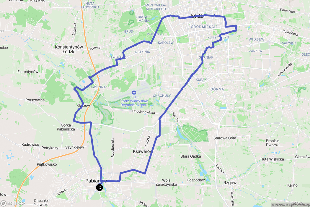 Pabianice: mapa trasy - Poland