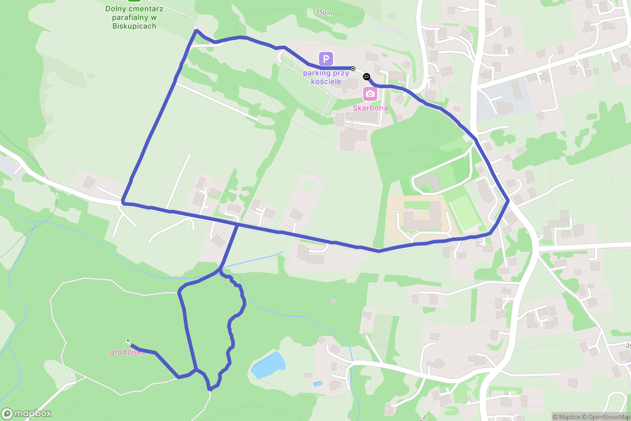 Biskupice: mapa trasy - Poland