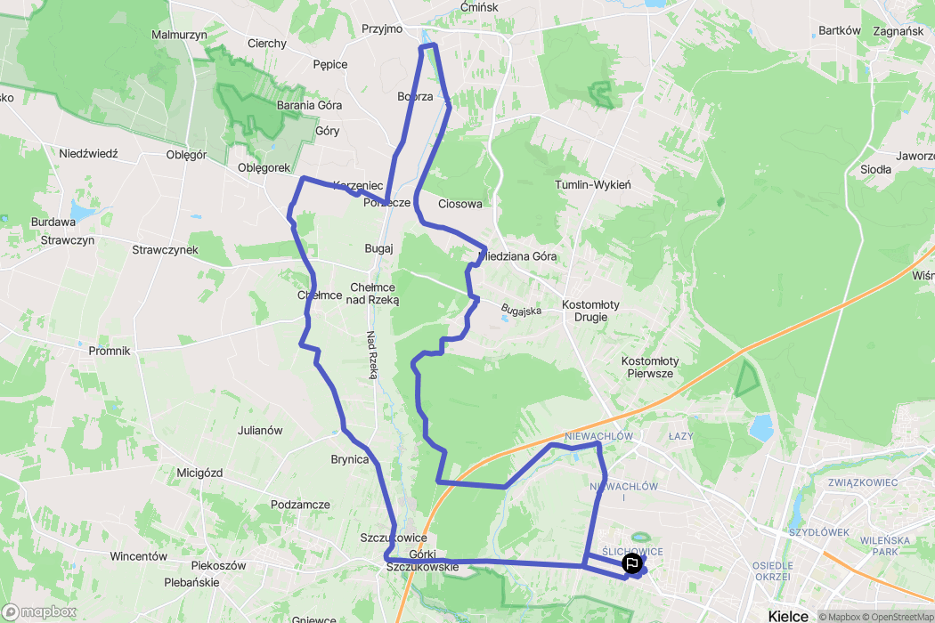 Kielce: mapa trasy - Poland