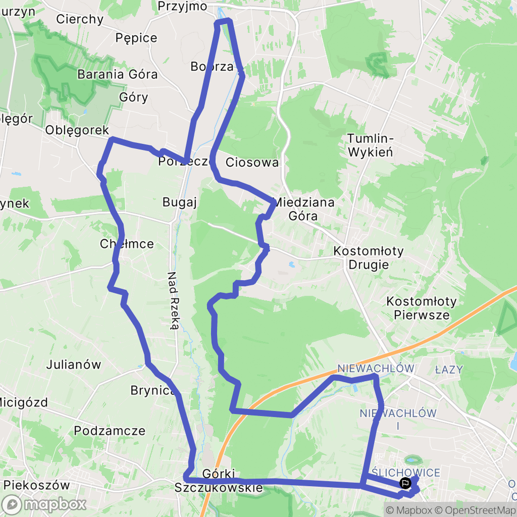 Kielce: mapa trasy - Poland