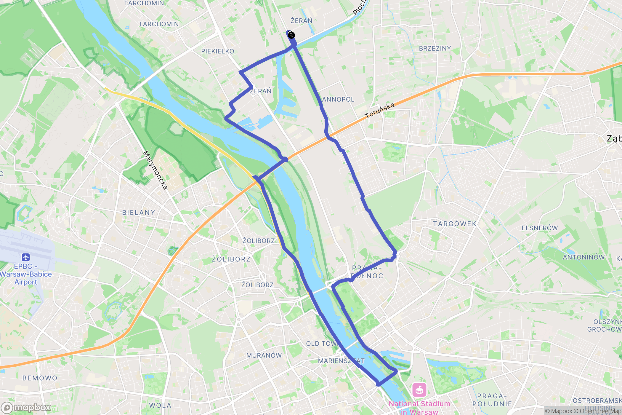 Warszawa: mapa trasy - Poland