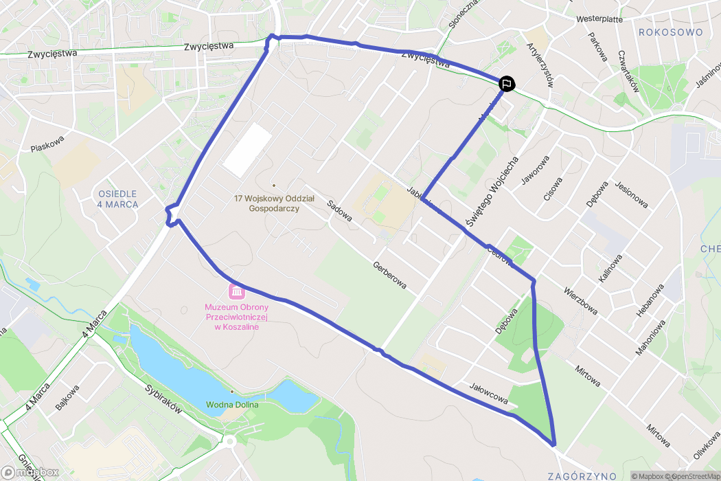 Koszalin: mapa trasy - Poland