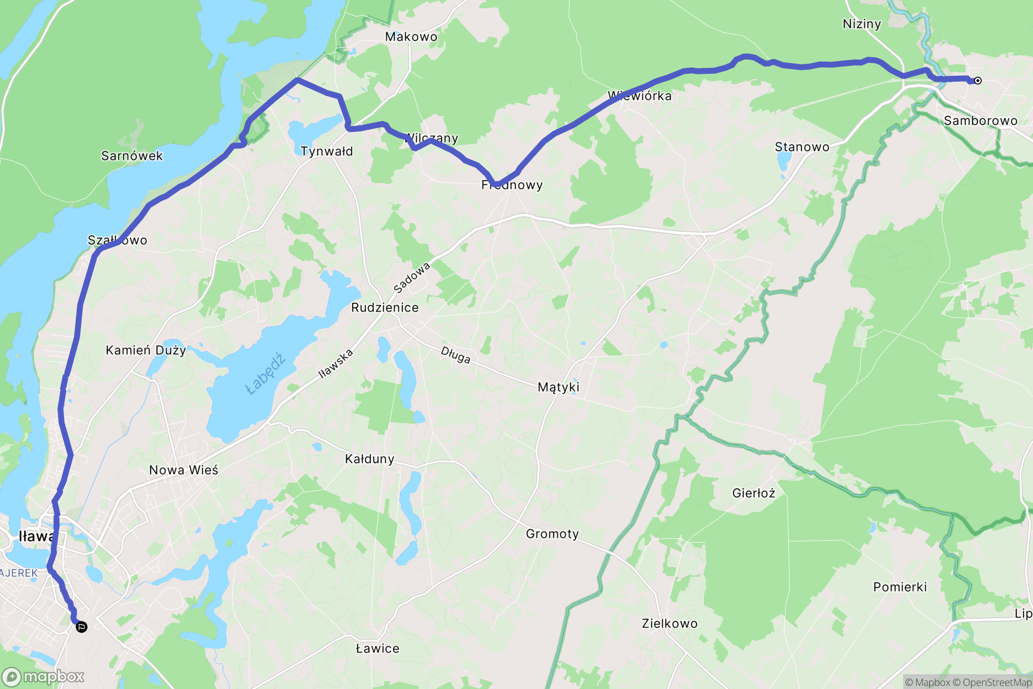 Samborowo: mapa trasy - Poland