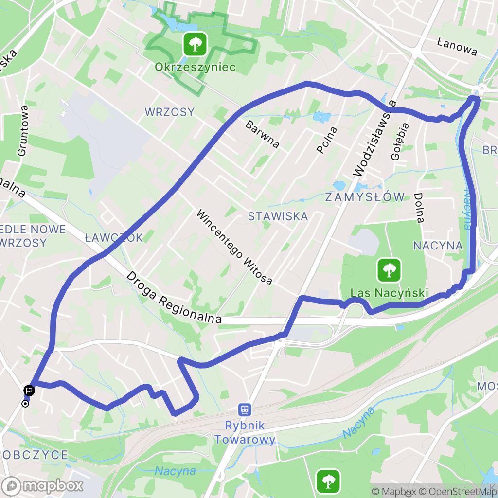 Rybnik: mapa trasy - Poland