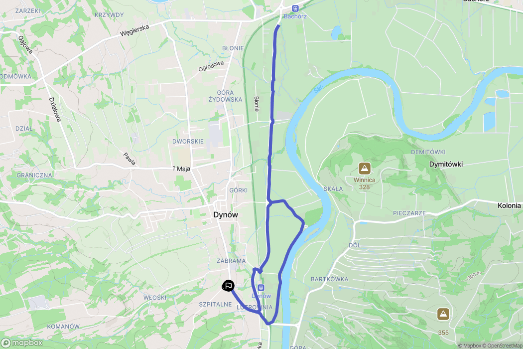 Dynów: mapa trasy - Poland