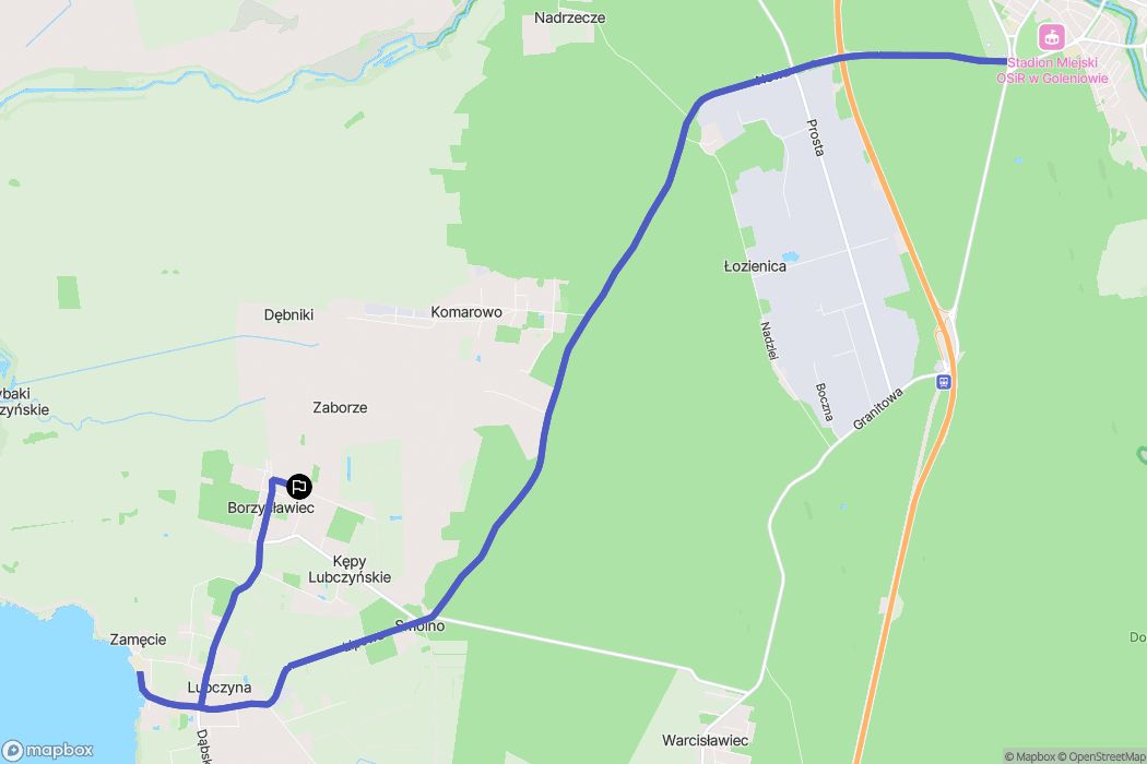 Borzysławiec: mapa trasy - Poland